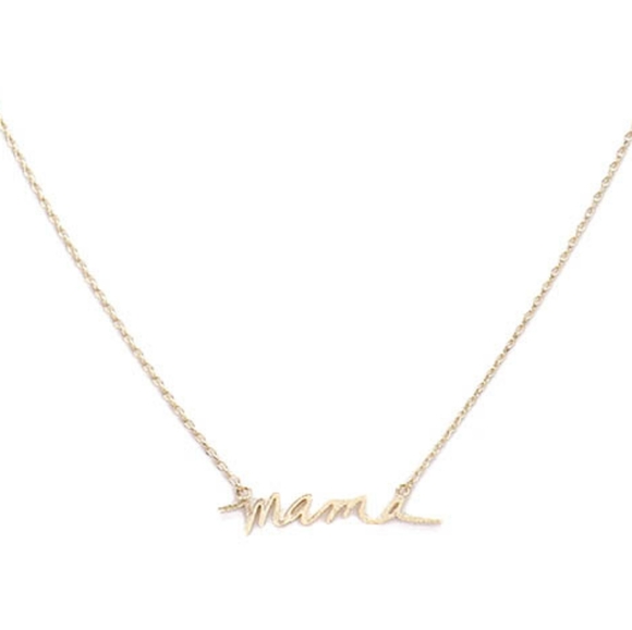 Gold MAMA Worded Pendant Necklace Chain Jewelry - Picture 3 of 3